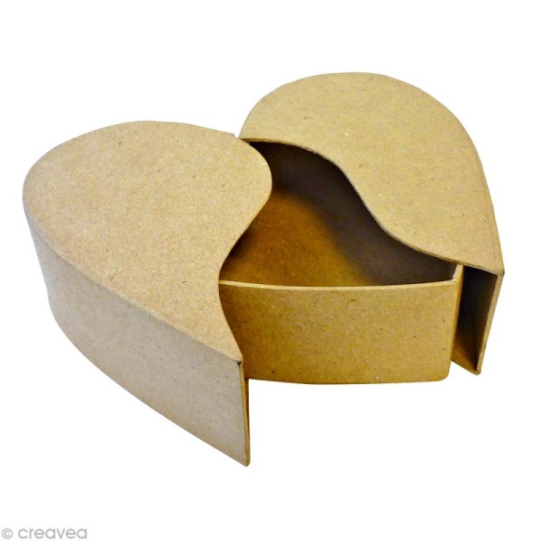 Boîte coeur 2 parties en carton 17 cm - Boite en carton à décorer - Creavea