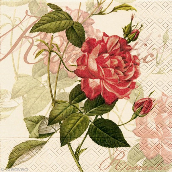 Serviette en papier Fleur - Rose classique - Photo n°1