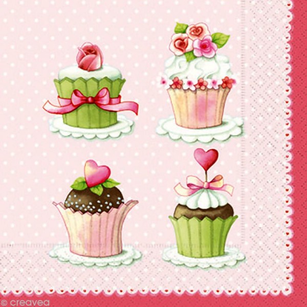 Serviette en papier Cuisine - Jolis cupcakes - Photo n°1