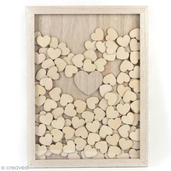 Cadre à message en bois à décorer - coeur - 30 x 42 cm - Photo n°2