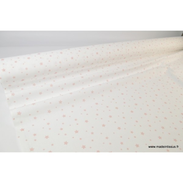 Tissu Coton oeko tex imprimé étoiles roses fond blanc - Photo n°3