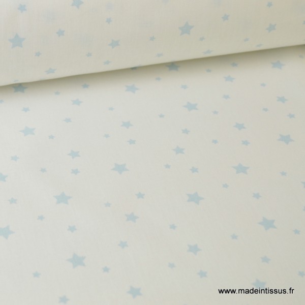 Tissu Coton oeko tex imprimé étoiles ciel fond blanc - Photo n°1