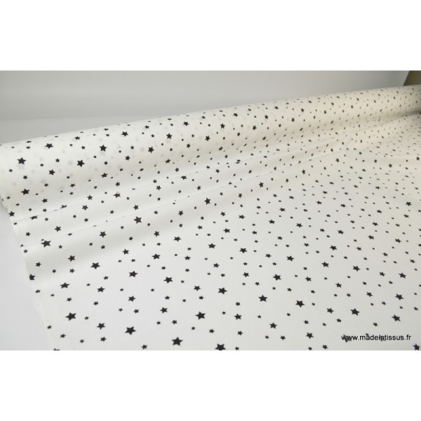 Tissu Coton oeko tex imprimé étoiles noir fond blanc - Photo n°3
