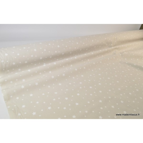 Tissu coton oeko tex imprimé étoiles beige Lin - Photo n°3
