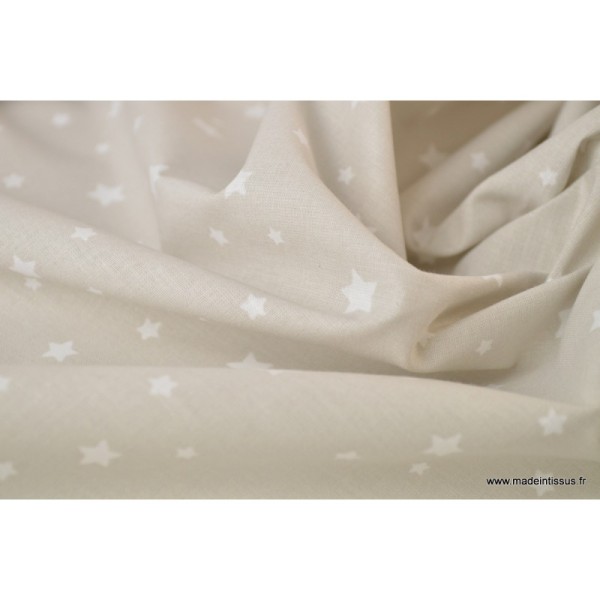 Tissu coton oeko tex imprimé étoiles beige Lin - Photo n°4