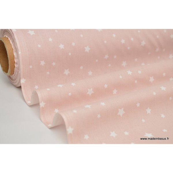 Tissu coton imprimé dessin étoiles multi rose blush - Oeko tex - Photo n°2