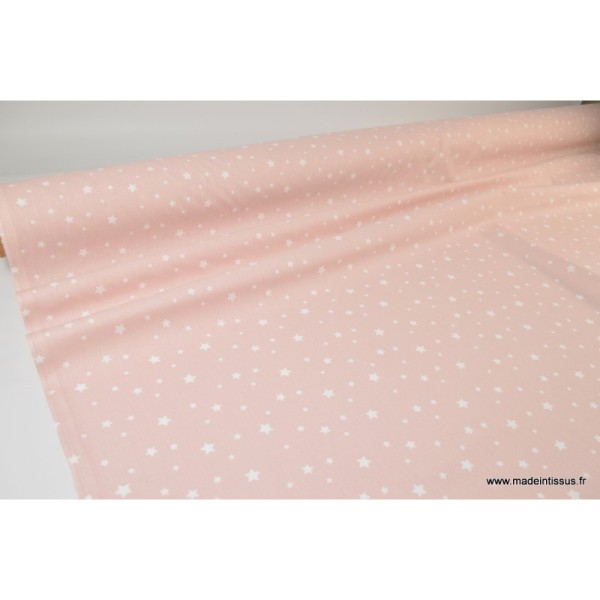 Tissu coton imprimé dessin étoiles multi rose blush - Oeko tex - Photo n°3
