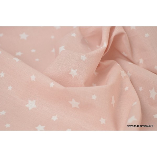 Tissu coton imprimé dessin étoiles multi rose blush - Oeko tex - Photo n°4