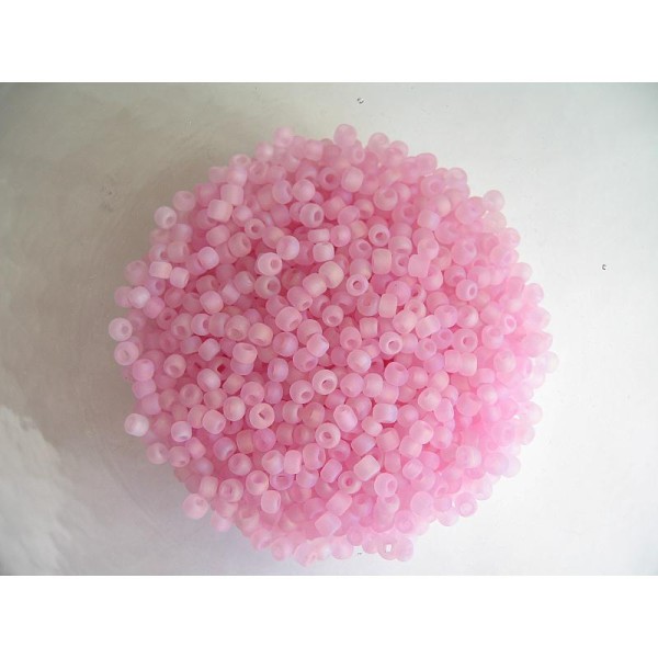 20G Perles Rocaille Rose Givré 8/0 (3Mm) - Photo n°1
