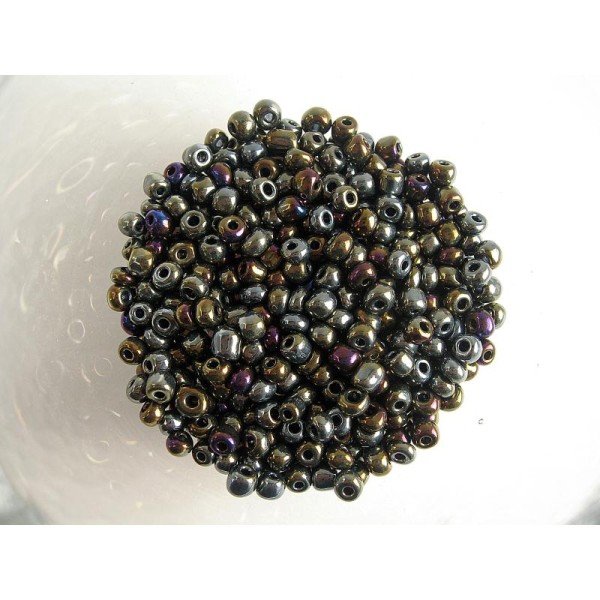10G Perles Rocaille Anthracite Bronze 6/0 (4Mm) - Photo n°1
