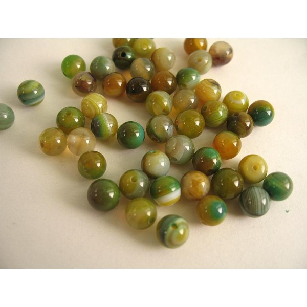 30 Perles Agate Vert Chartreux 6Mm - Photo n°2
