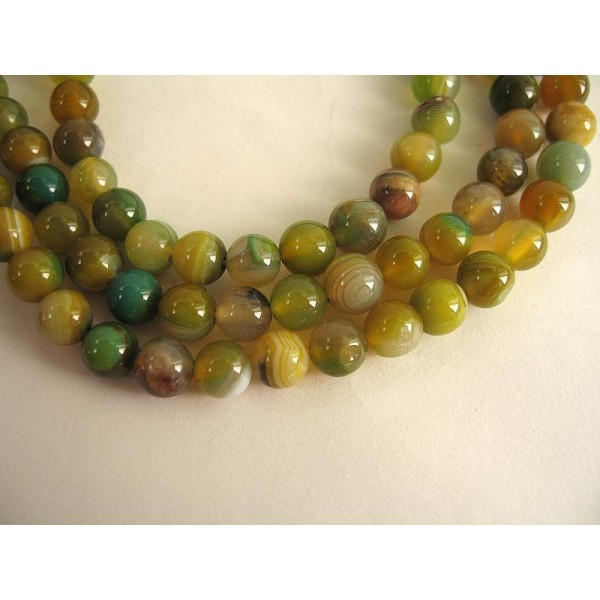30 Perles Agate Vert Chartreux 6Mm - Photo n°1