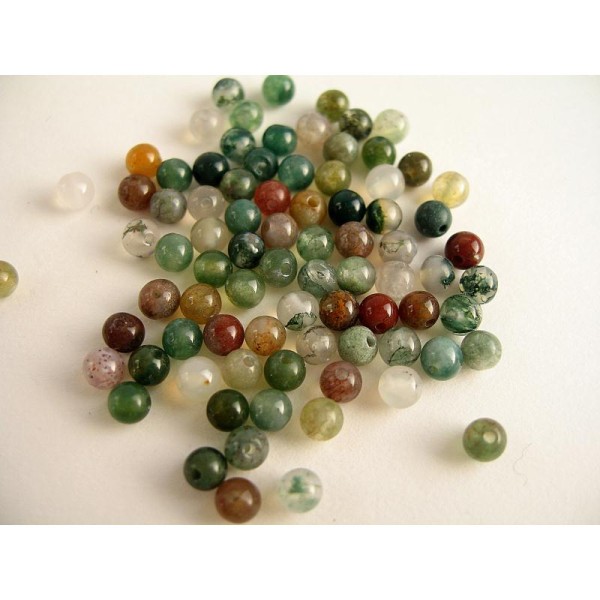 60 Perles Agate Indienne 4Mm - Photo n°2