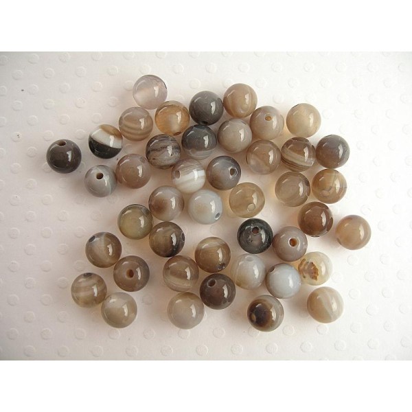 30 Perles Agate Grise 6Mm - Photo n°1