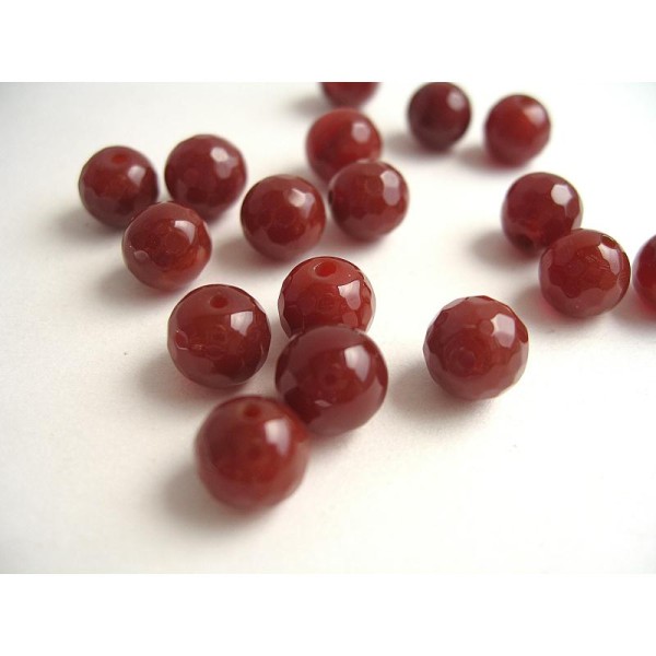 48 Perles Cornaline Facetté Rouge Foncé 8Mm - Photo n°2