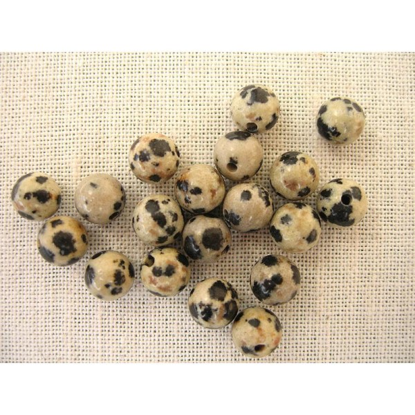60 Perles Jaspe Dalmatienrondes Lisses 6Mm - Photo n°1