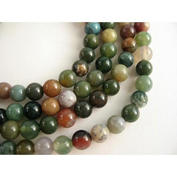 60 Perles Agate Indienne Mélangée 6Mm - Photo n°1