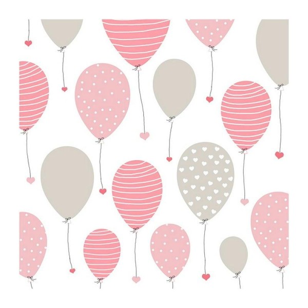 Lot de 20 serviettes en papier motif Ballons sur fond Blanc, 33 x 33 cm, fête et baby shower - Photo n°1