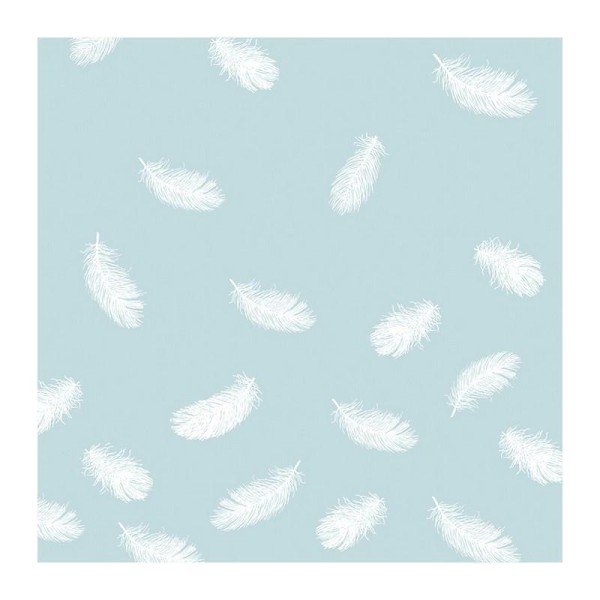 Lot de 20 serviettes en papier motif Plumes blanches sur fond Bleu clair, 33 x 33 cm, fête et baby s - Photo n°1