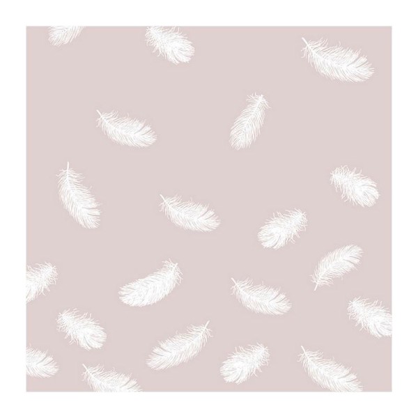 Lot de 20 serviettes en papier motif Plumes blanches sur fond Rose clair, 33 x 33 cm, fête et baby s - Photo n°1