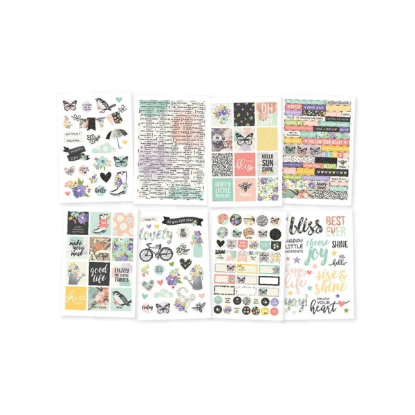 Huit planches de stickers motifs fleuris Simple stories Bliss - Photo n°1