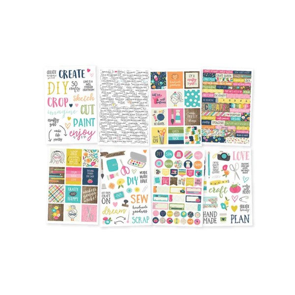 Huit planches de stickers Crafty girl Simple stories - Photo n°1