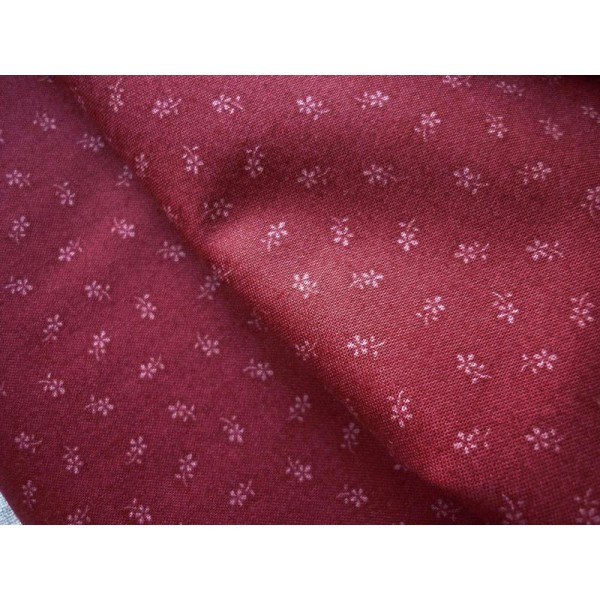 Tissu patchwork coton rouge sombre faux uni 25 X 110 cm - Photo n°2