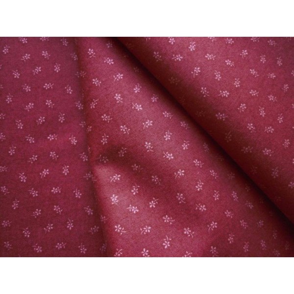 Tissu patchwork coton rouge sombre faux uni 25 X 110 cm - Photo n°1