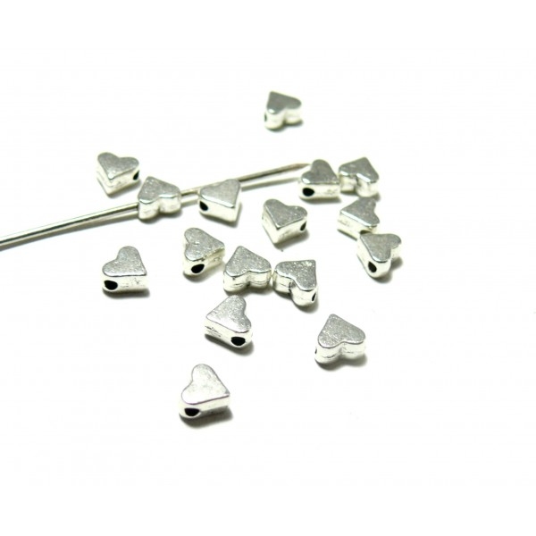 PAX 200 perles intercalaires Coeurs metal couleur Argent Platine S11100813 - Photo n°1