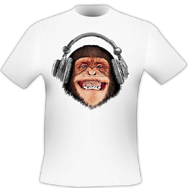 T-shirt imprimé 3D singe avec casque - Taille L - Photo n°1