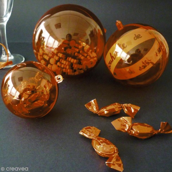 Boule plastique cristal Marron chocolat pour contact alimentaire - 5 cm x 5 - Photo n°2