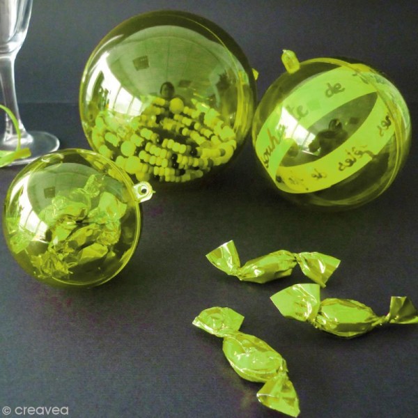 Boule plastique cristal Vert anis pour contact alimentaire - 5 cm x 5 - Photo n°2