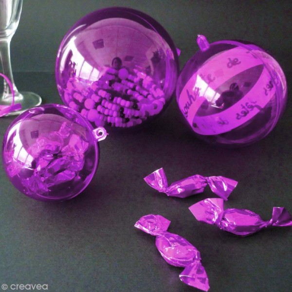 Boule plastique cristal Violet pour contact alimentaire - 5 cm x 5 - Photo n°2