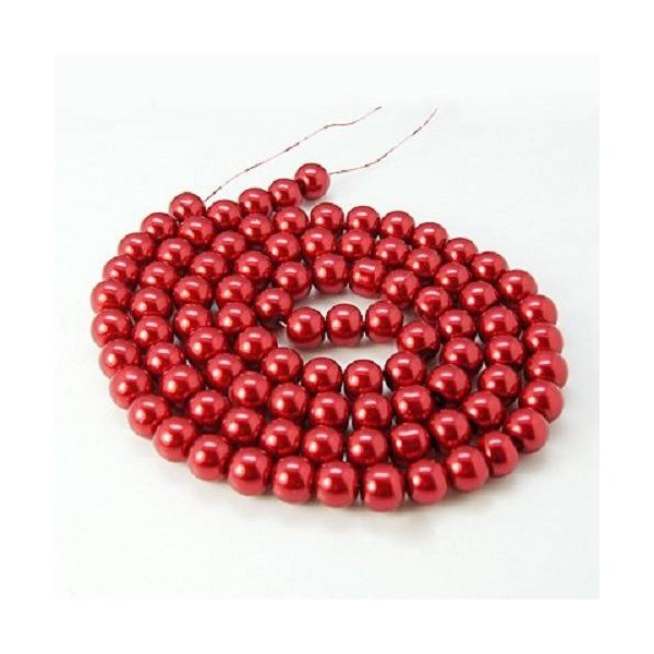 LOT de 20 Petites Perles Verre couleur ROUGE - Photo n°1