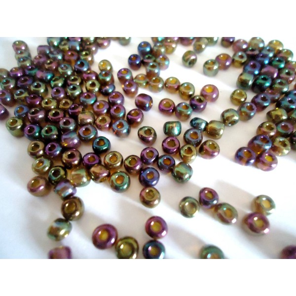 100 mini perles de rocaille en verre Multicolores - Photo n°1
