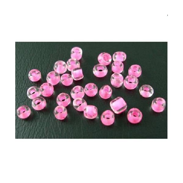 100 perles de petites rocaille en verre ROSE - Photo n°1