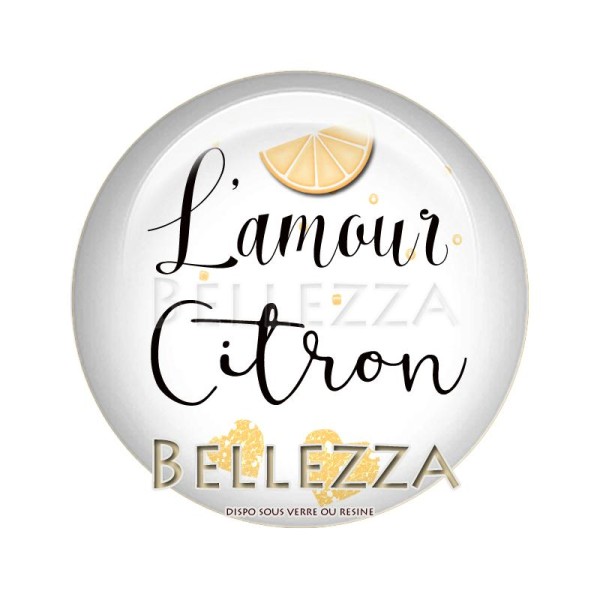Cabochon en résine 25mm, Jaune et blanc, La vie Citron - Photo n°1