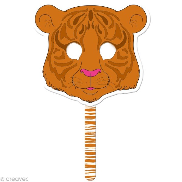 Masque à colorier Tigre graffy stick - 31,5 x 21,5 cm - Photo n°2