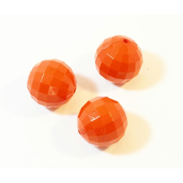 Lot De 3 Perles Oranges À Facettes En Acrylique - Support Diy - Photo n°1