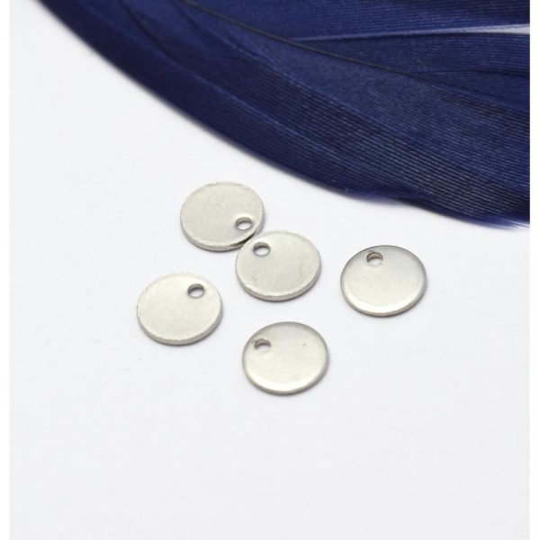 Fine Perles Plates X5 Rondes 6x0,5 Mm Trou 1mm Acier Inoxydable - Apprêts Bijoux - Photo n°1