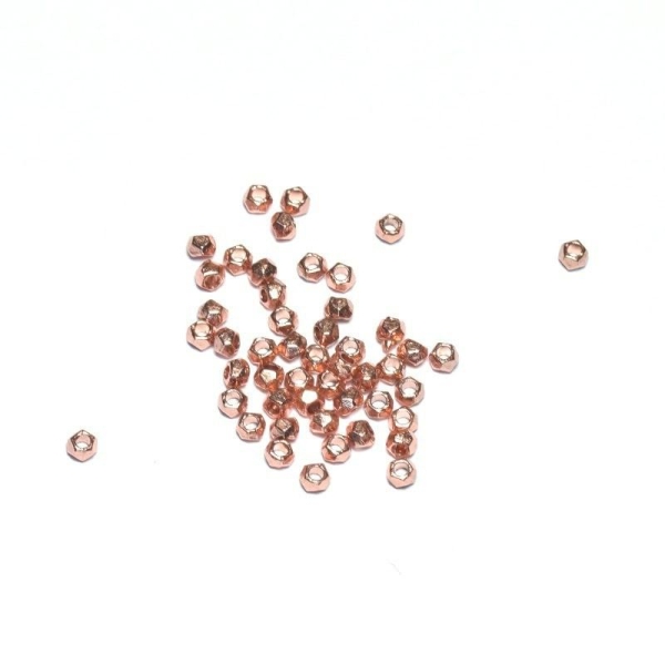 X50 Perles Octogonales Métallisées Alliage- Or Rose 3x2mm - Pour Bracelet Collier Sautoir Bo - Photo n°1