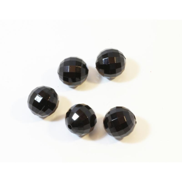 10 Perles Noires À Facettes En Acrylique - Photo n°1