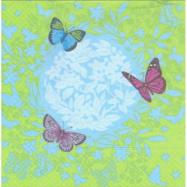 4 Serviettes en papier Papillons Silhouette Format Lunch Decoupage Decopatch 21400 Paper+Design - Photo n°1