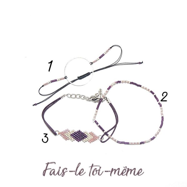 Collection 3 bracelets violet argenté et mauve - Photo n°1
