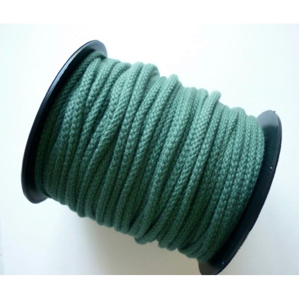 Corde coton 5 mm vert camouflage - macramé, couture - au mètre - Photo n°1