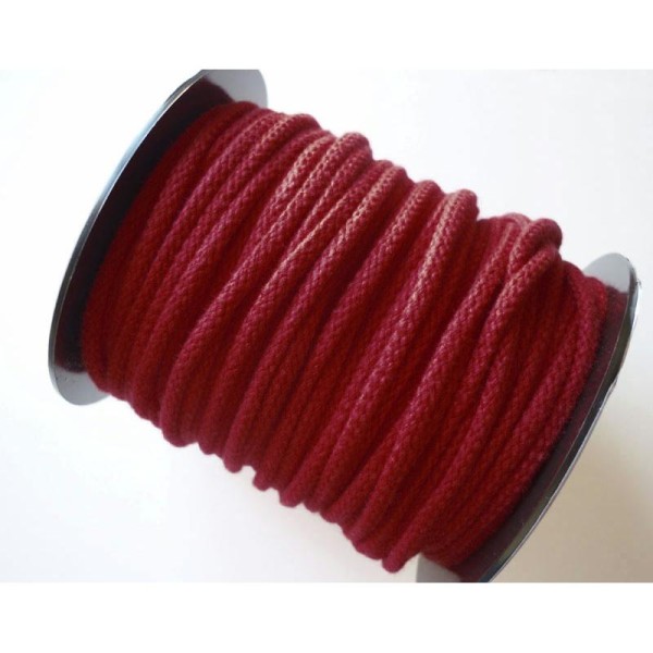 Corde coton 5 mm rouge - couture, bijoux, macramé - au mètre - Photo n°1