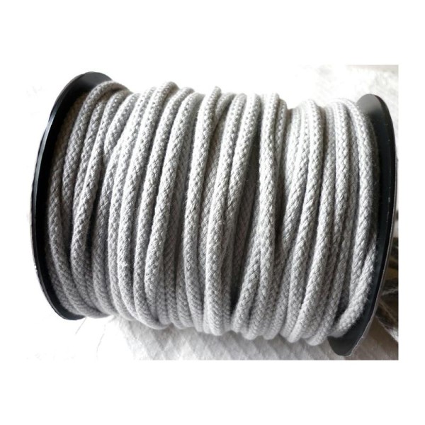 Corde coton 5 mm gris clair - macramé, couture - au mètre - Photo n°1