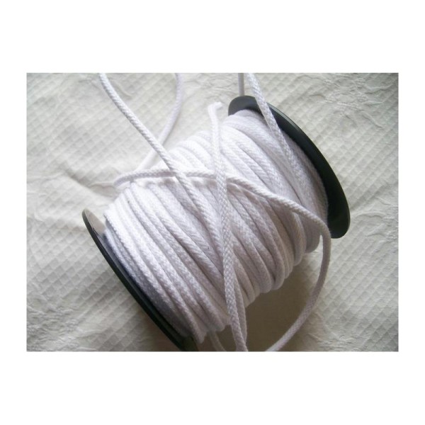 Corde coton 5 mm blanc - macramé, couture, bijoux - au mètre - Photo n°1
