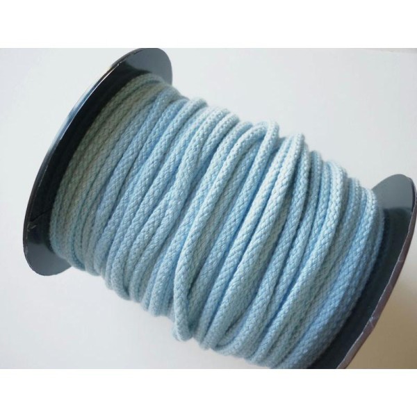 Corde coton 5 mm bleu ciel - couture, macramé - au mètre - Photo n°1
