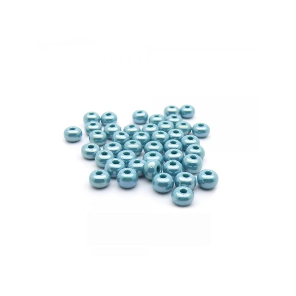 Perles de rocailles lustré 4/0 - 5mm bleu turquoise 15g - Europe - Photo n°1